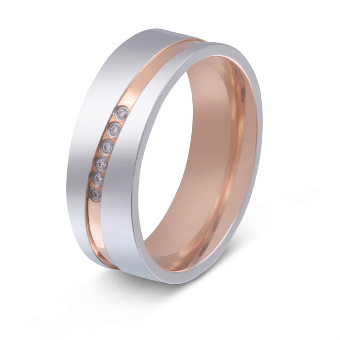 Zweisamkeitsring mit Stein & individueller Gravur - Titan