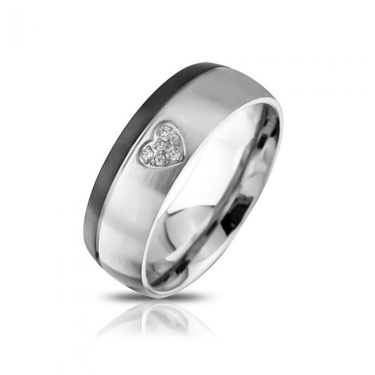 Verbundenheitsring mit Stein & individueller Gravur - Edelstahl